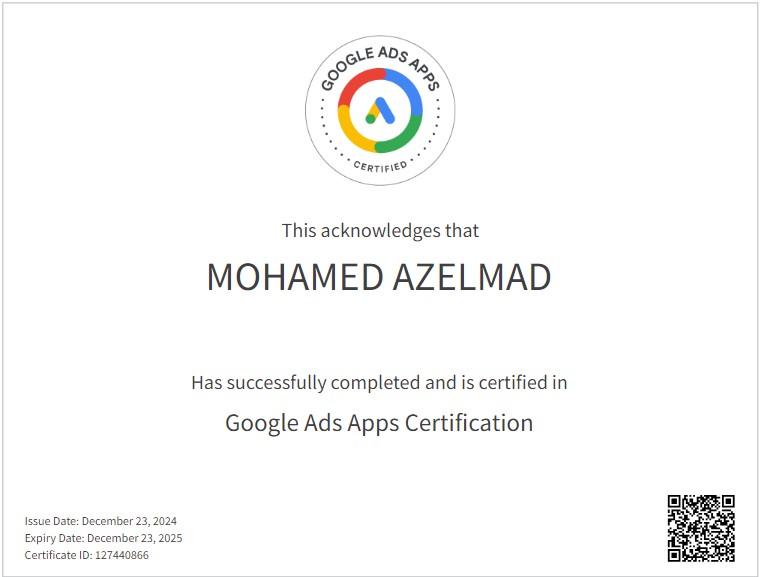 Fundamentals of digital Marketing and ads certificate